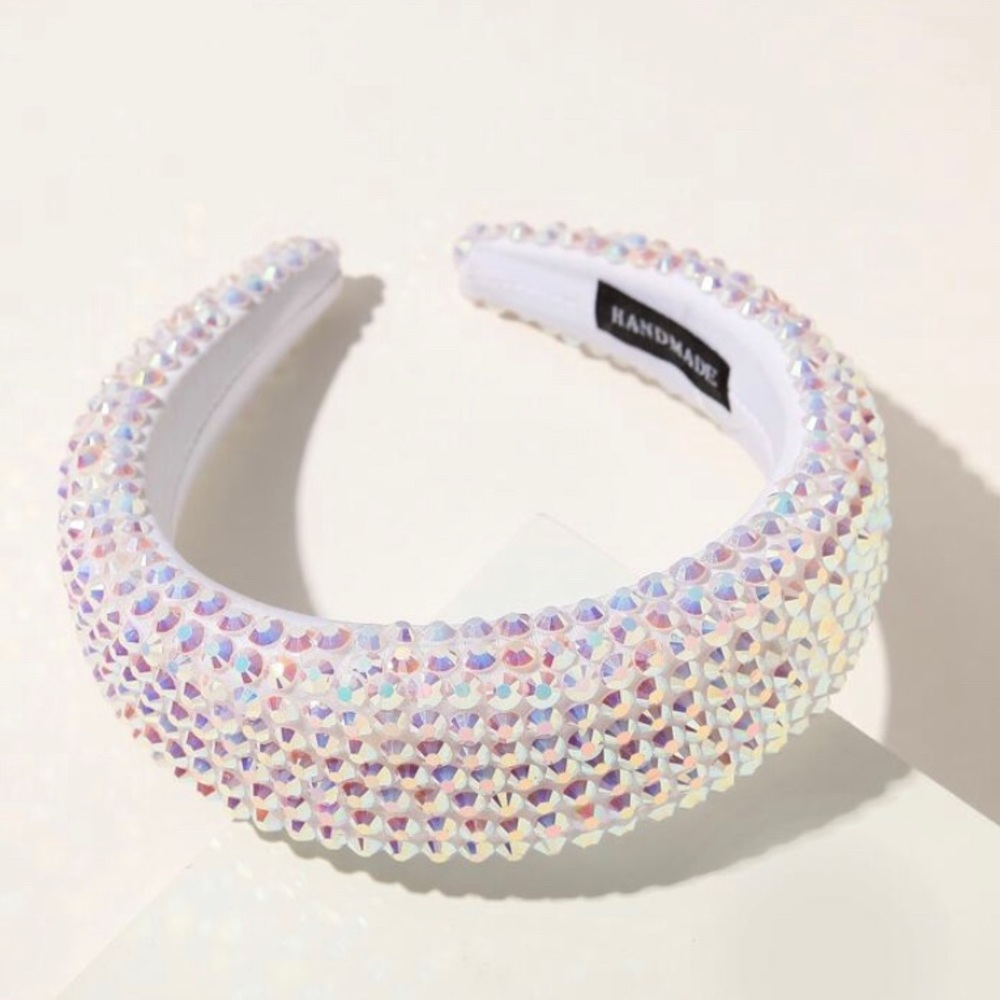 BUNDLE 2 ITEMS FOR $10 White adult rhinestone decor hair hoop